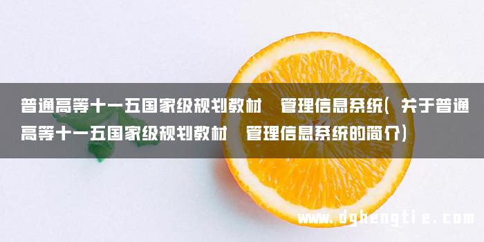 普通高等十一五国家级规划教材 管理信息系统(关于普通高等十一五国家级规划教材 管理信息系统的简介)